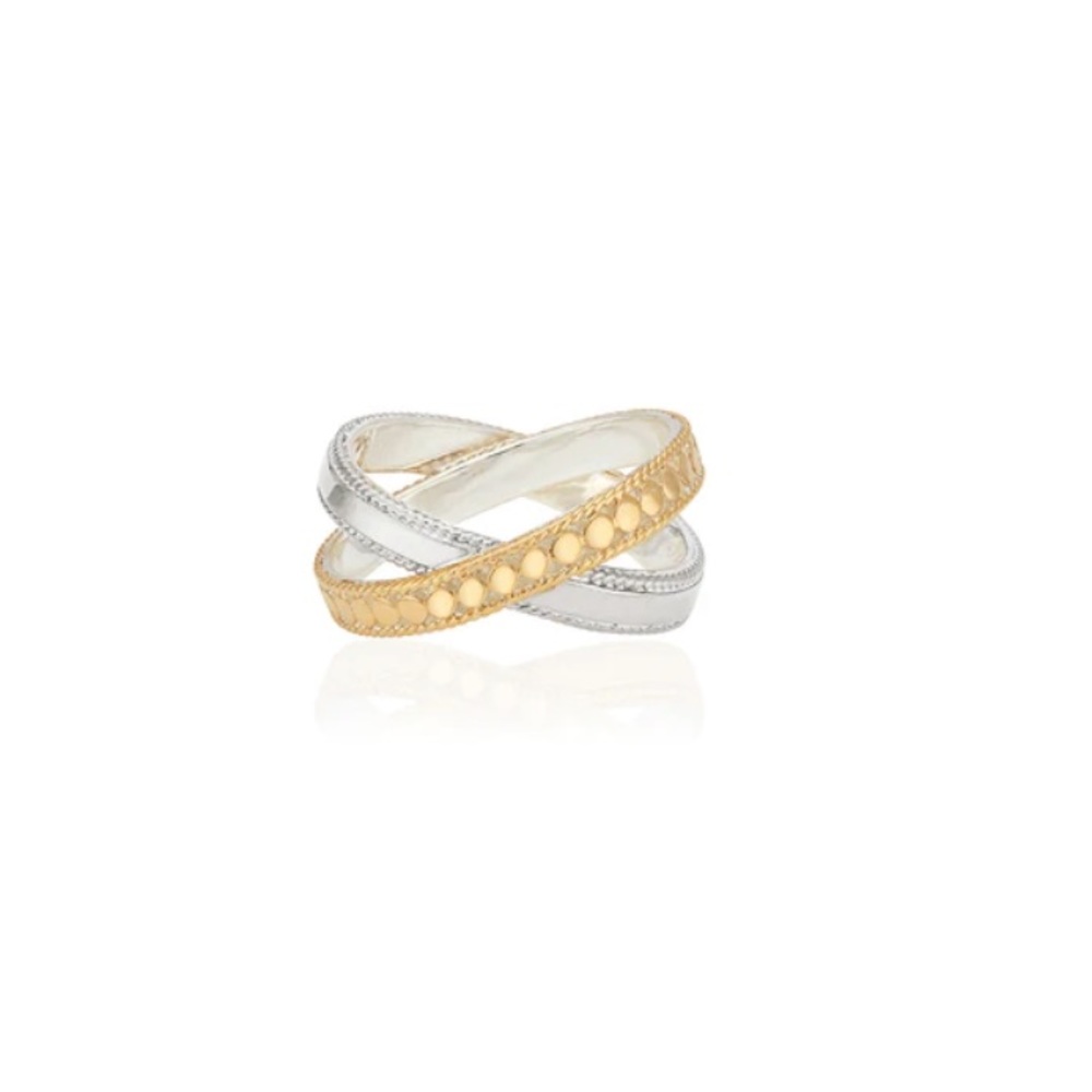 Anna Beck Mixed Metal Cross Ring, gold and silver, size 9